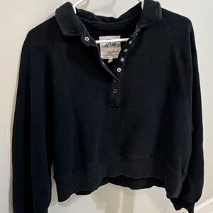 Aerie Black Snap Button Sweatshirt